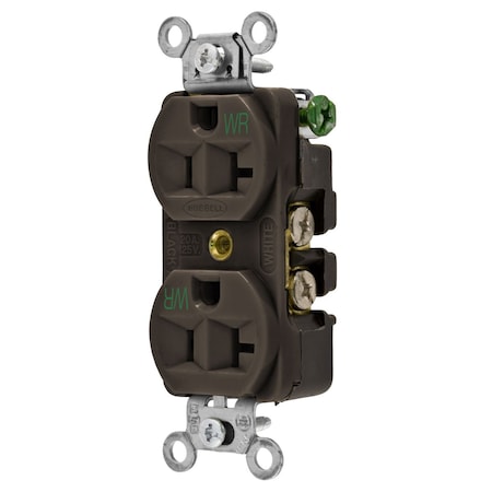 Hubbell Wiring Device-Kellems Straight Blade Receptacle, 5-20R, 20 A, 125V AC, 2 Pole, 3 Wire, Flush Mount, Grounded 5362WR